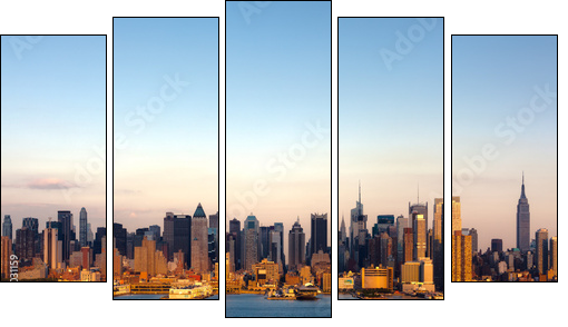New York skyline - Five-piece canvas, Pentaptych
