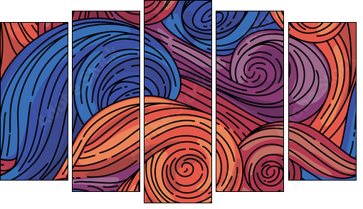 Seamless vector pattern. Van Gogh style - Five-piece canvas, Pentaptych