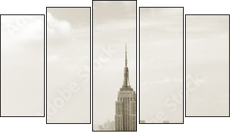 Manhattan panorama in sepia - Five-piece canvas, Pentaptych