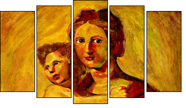 Madonna and Child Painting - Five-piece canvas, Pentaptych