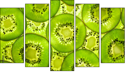 Fresh Kiwi pattern / background / back lit - Five-piece canvas, Pentaptych