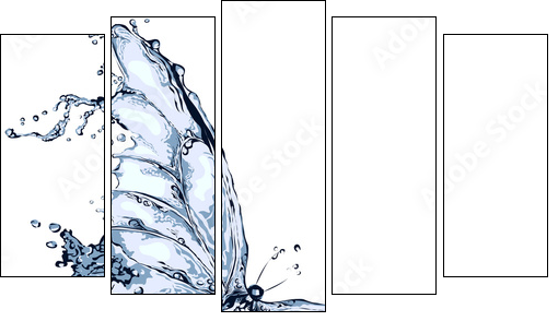 Water splash butterfly 2 - Five-piece canvas, Pentaptych