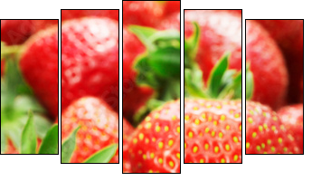 Strawberries closeup - Five-piece canvas, Pentaptych