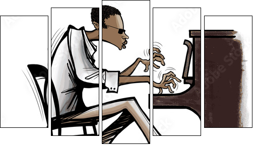 piano-Jazz - Five-piece canvas, Pentaptych