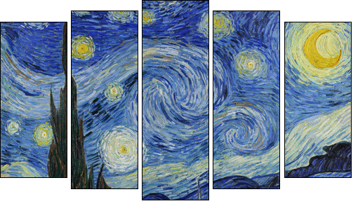 Vincent van Gogh, (1853-1890) The Starry Night, 1889, oil on canvas. Museum of Modern Art, New York City. - Five-piece canvas, Pentaptych