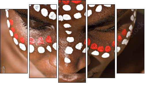 Tribal face - Five-piece canvas, Pentaptych