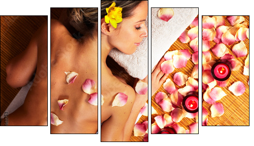 Young woman in Spa massage salon. - Five-piece canvas, Pentaptych