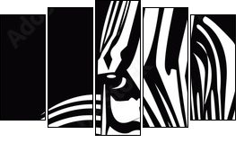 zebra - Five-piece canvas, Pentaptych