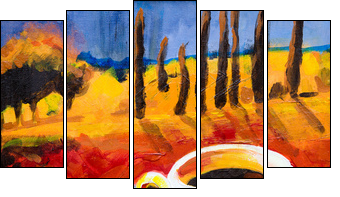 Two cups of coffee - Five-piece canvas, Pentaptych
