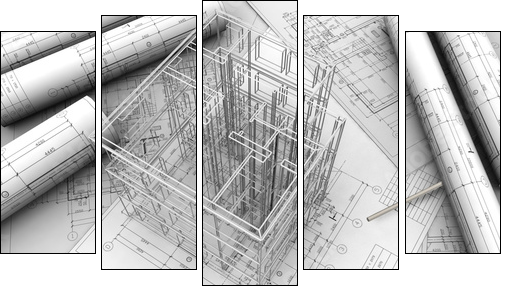 plan drawing - Five-piece canvas, Pentaptych