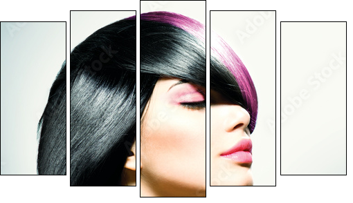 Fashion Hair. Hairstyle - Five-piece canvas, Pentaptych