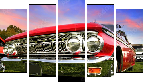 Red Muscle Car - Five-piece canvas, Pentaptych