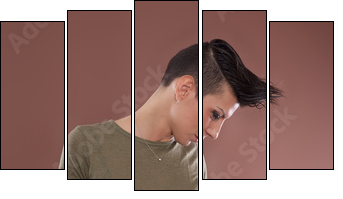 modella con acconciatura a cresta - Five-piece canvas, Pentaptych