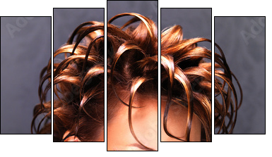 Beautiful woman with fashion  hairstyle and pink makeup - Five-piece canvas, Pentaptych