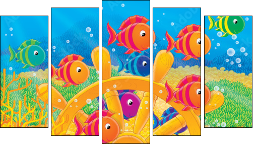 steering wheel - Five-piece canvas, Pentaptych