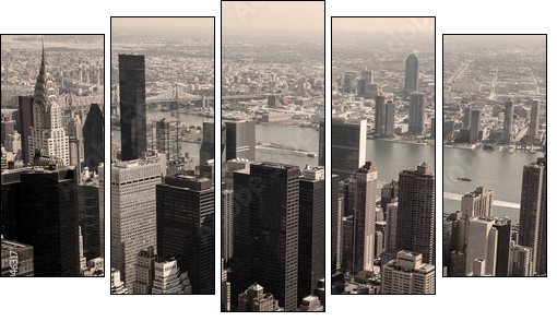 Skyline of Manhattan - sepia image - Five-piece canvas, Pentaptych