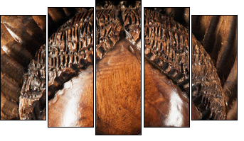 Carved face in the wood - Five-piece canvas, Pentaptych