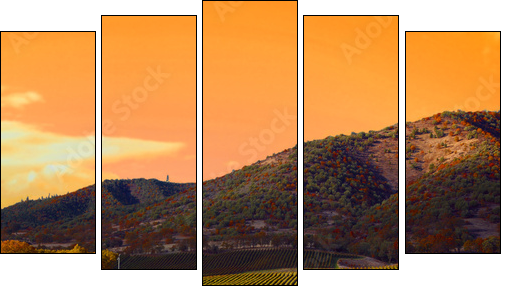 Vineyard Sunset - Five-piece canvas, Pentaptych
