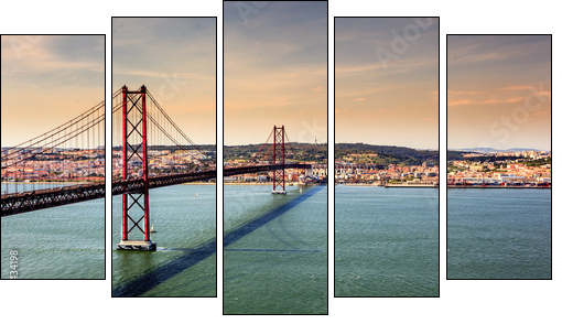 Bridge of 25th of April, Lisbon - Five-piece canvas, Pentaptych