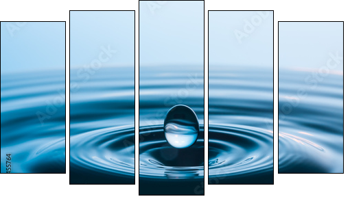 blue fall drop 37 - Five-piece canvas, Pentaptych