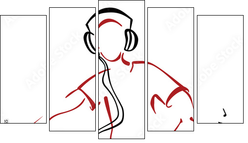 DJ behind console - Five-piece canvas, Pentaptych