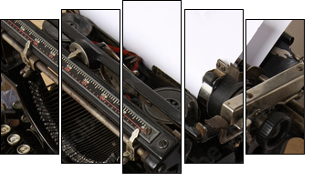 Typewriter with paper scattered - conceptual image - Five-piece canvas, Pentaptych