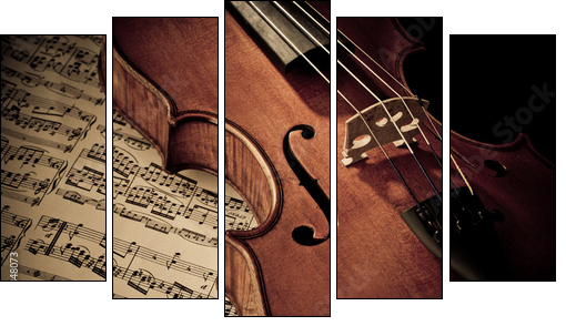 Geige mit Notenblatt - Five-piece canvas, Pentaptych