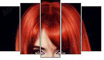Hair. Healthy Straight Long Red Hair. Fashion Beauty Model. Sexy - Five-piece canvas, Pentaptych
