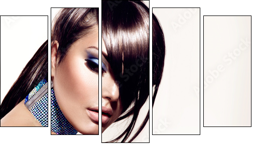 Fashion Beauty Girl. Gorgeous Woman Portrait - Five-piece canvas, Pentaptych