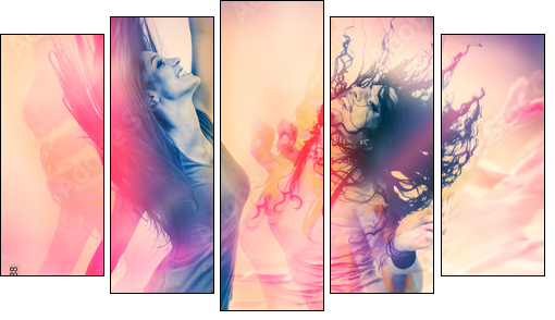 arty picture of dancing girls / disco disco 07 - Five-piece canvas, Pentaptych