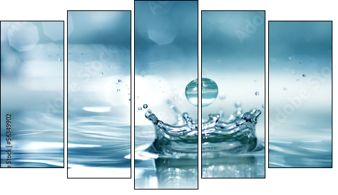 Splash water - Five-piece canvas, Pentaptych