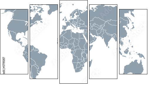 weltkarte, world map - Five-piece canvas, Pentaptych
