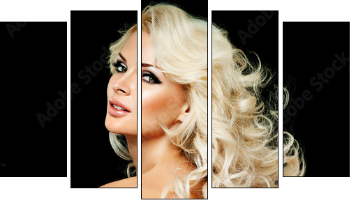beautiful blonde woman  with perfect curly hair - Five-piece canvas, Pentaptych