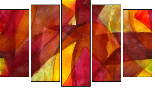 seamless cubism red, yellow abstract art Picasso texture waterco - Five-piece canvas, Pentaptych