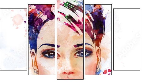 Fashion illustration of the beautiful girl - Five-piece canvas, Pentaptych