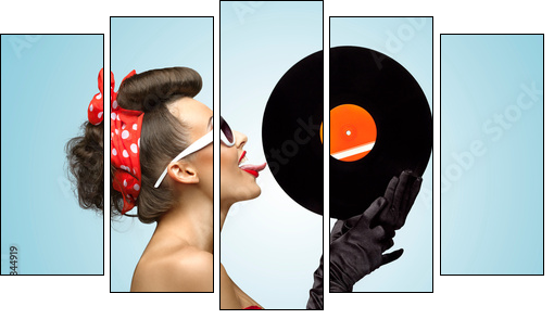 The vinyl desire. - Five-piece canvas, Pentaptych