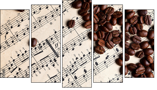 Music and coffe beans - Five-piece canvas, Pentaptych