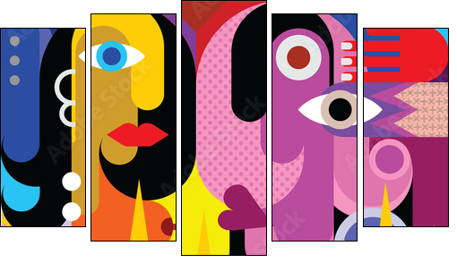 Man and Woman - Five-piece canvas, Pentaptych