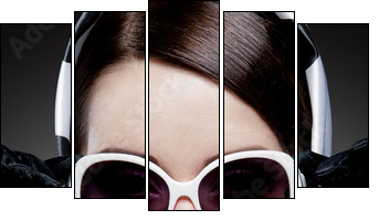 gorgeous caucasian brunette with sunglasses - Five-piece canvas, Pentaptych