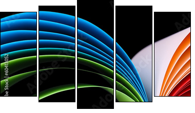 Colorful art paper on black background - Five-piece canvas, Pentaptych