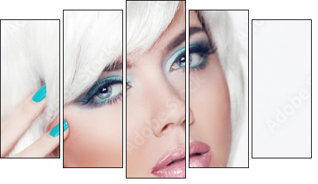 Blond girl. Jewelry. Makeup. Fashion Beauty Woman Portrait with - Five-piece canvas, Pentaptych