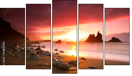 Teneriffa Sunset - Five-piece canvas, Pentaptych