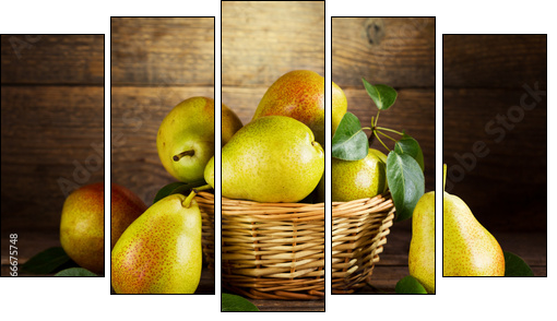 still life with fresh pears - Five-piece canvas, Pentaptych