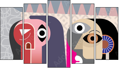Man and Woman portrait - Five-piece canvas, Pentaptych
