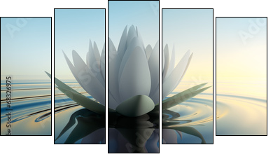 LotusblÃ¼te im See - Five-piece canvas, Pentaptych