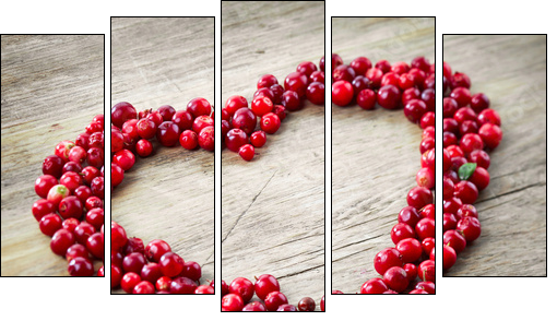 heart shape of fresh berries - Five-piece canvas, Pentaptych