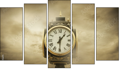 Time and Clouds - Five-piece canvas, Pentaptych