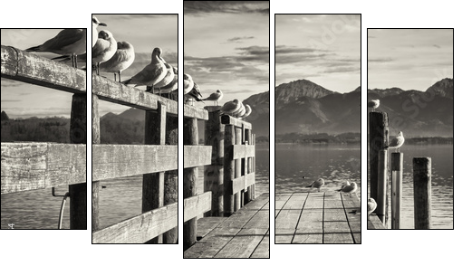 old wooden jetty - Five-piece canvas, Pentaptych