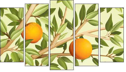 Peaches - Five-piece canvas, Pentaptych