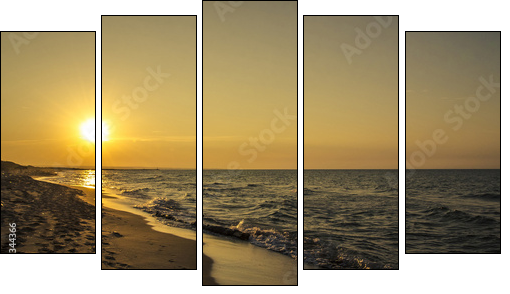 Tramonto sulla spiaggia - Five-piece canvas, Pentaptych